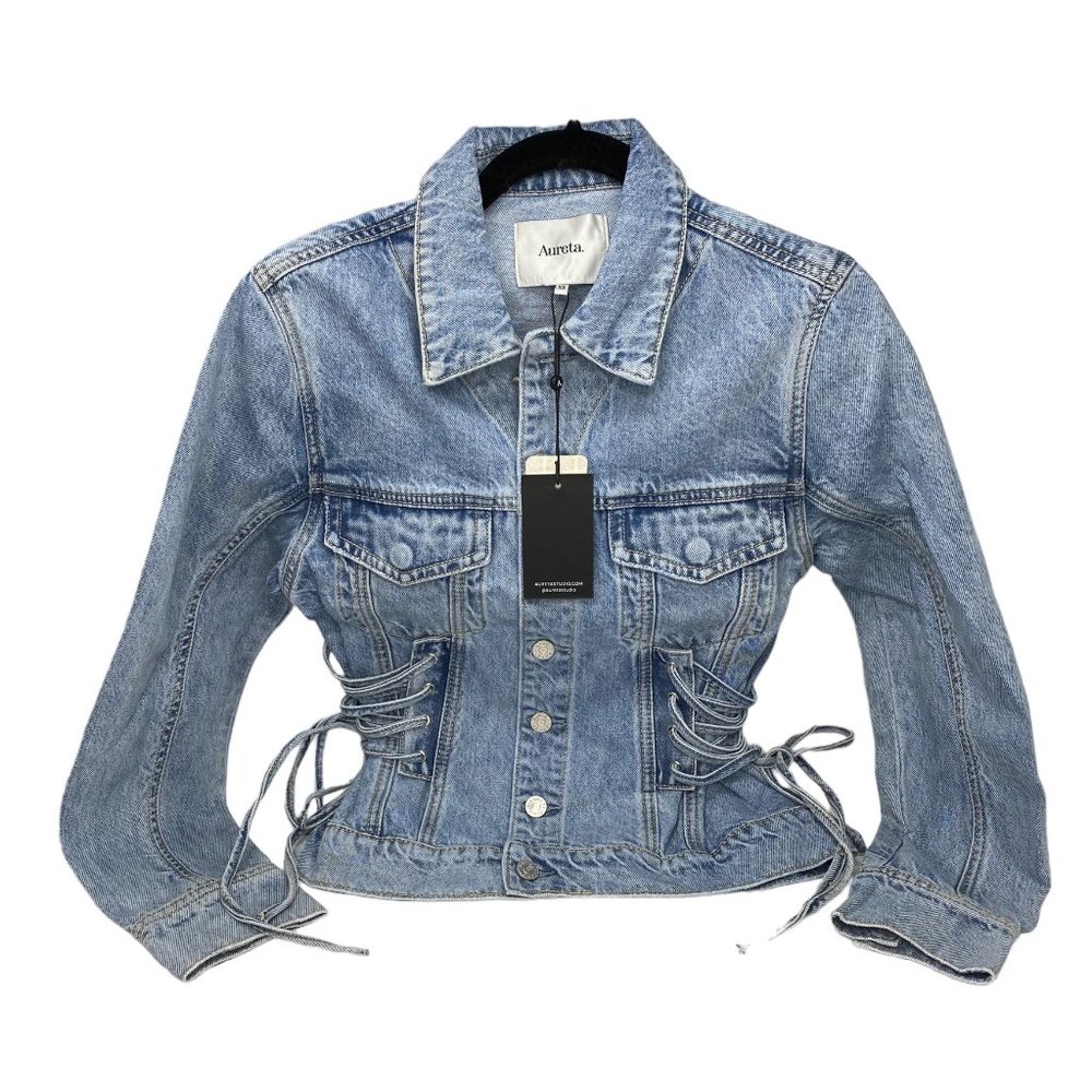Lana Denim Jacket by Aureta @ Free People XS Color Blue Fawn NWT - Picture 7 of 12